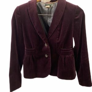 J. Crew Eden Peplum Velvet Blazer in Deep Purple